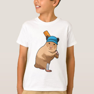 T-shirt Hamster au cricket avec chauve-souris de cricket