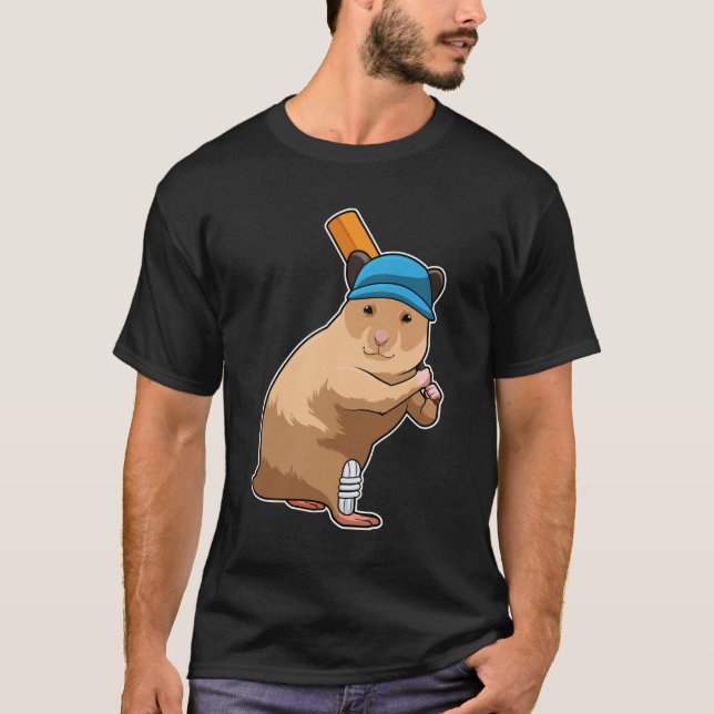 T-shirt Hamster au cricket avec chauve-souris de cricket (Devant)