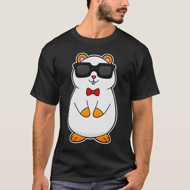 T-shirt Hamster avec lunettes de soleil et cravate à mâcho (Devant)