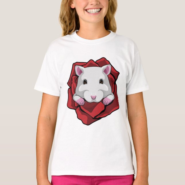 T-shirt Hamster avec Rose (Devant)