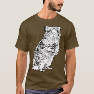 T-shirt hamster de dessin noir et blanc