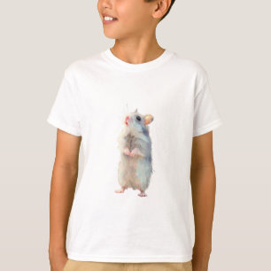 T-shirt Hamster debout aquarelle bleue pour enfants