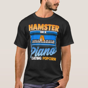 T-shirt Hamster Drôle Sur Un Piano Mangeant Du Popcorn
