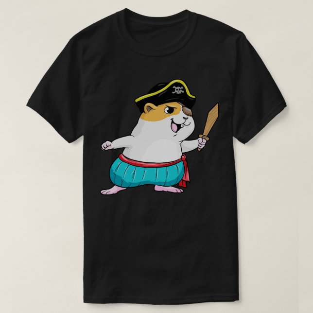 T-shirt Hamster en pirate avec une épée (Design devant)
