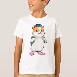T-shirt Hamster en tant qu'étudiant avec sac à dos et Casq