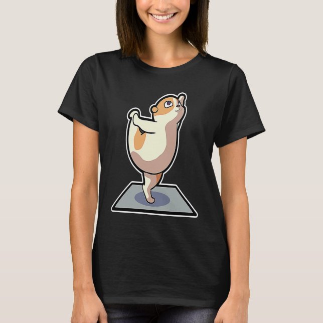 T-shirt Hamster Yoga Poses Sport Gymnastics Ohm Heartbeat  (Devant)