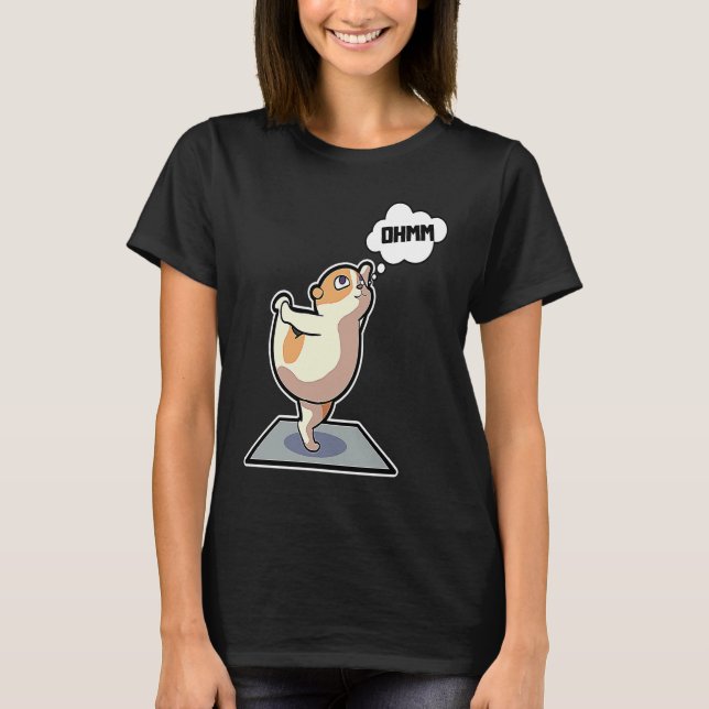 T-shirt Hamster Yoga Poses Sport Gymnastics Ohm Heartbeat  (Devant)