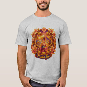 T-shirt Hana Ho : Geisha & Dragon Doré Fleurissant Tee