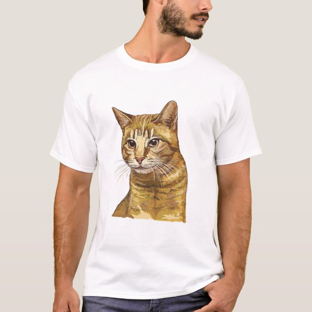 T-shirt Hand drawing funny red tabby cat (Devant)