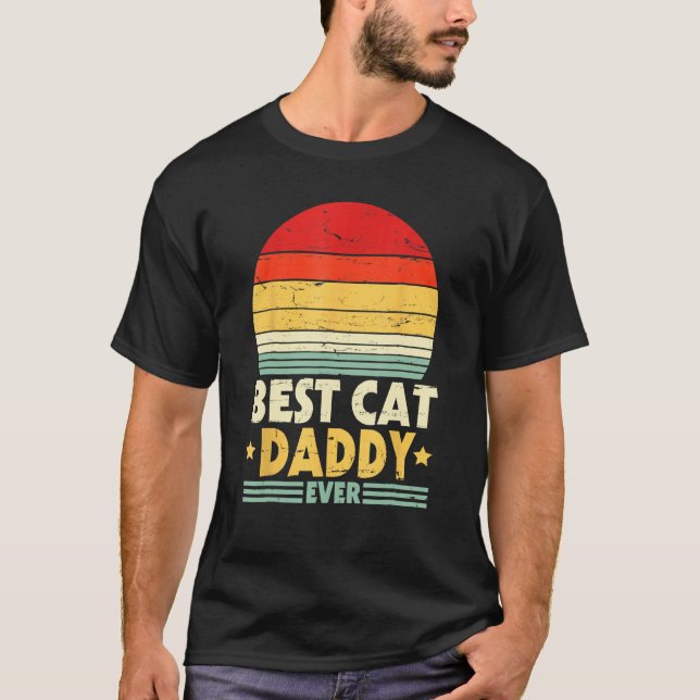 T-shirt Hand Touching Paw Happy Father Day Papa Best Cat D (Devant)