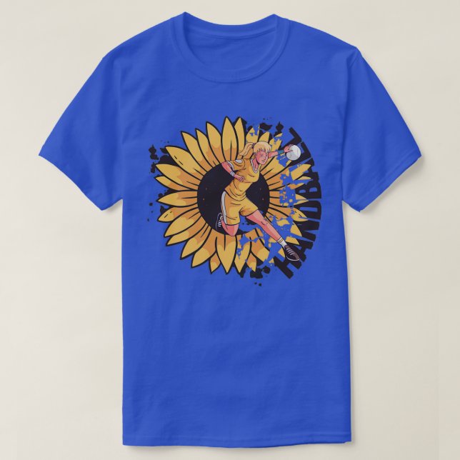 T-shirt Handball handball player handball player sunflower (Design devant)