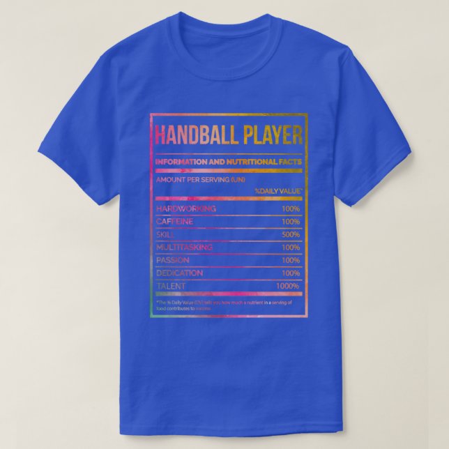 T-shirt Handball Player Funny Handball Nutrition Étiquette (Design devant)