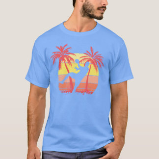 T-shirt Handbollhrow Male Summer Sunset 80s Palm funny