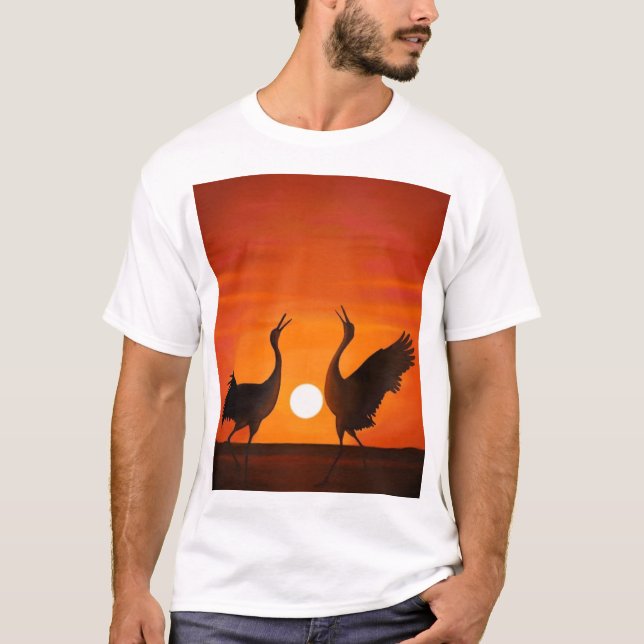 T-shirt Handmade birds in sunset  (Devant)