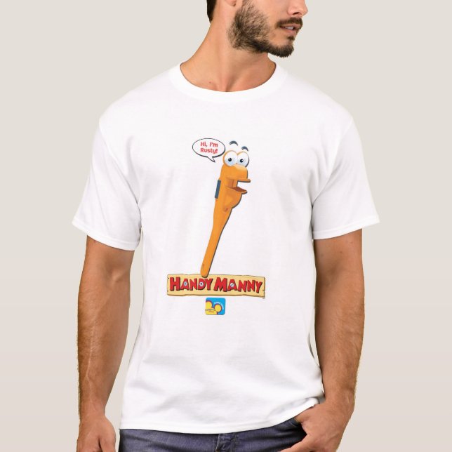 T-shirt Handy Manny's Rusty dit, "Salut, je suis Rusty !" (Devant)