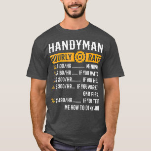 T-shirt Handyman Horaire Note Drôle Handyman Cadeaux
