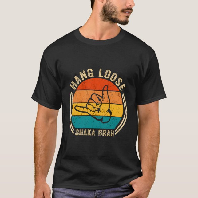 T-shirt Hang Loose Shaka Brah Signe Main Surfer S Surfing  (Devant)