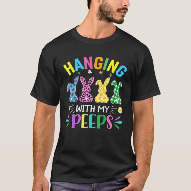 T-shirt Hangin Avec Mes Peeps Jote Lapin Face Rabbit Pâque (Devant)
