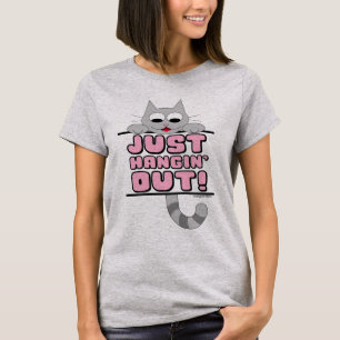 T-shirt HANGIN' SORT ! Cute Chat rose
