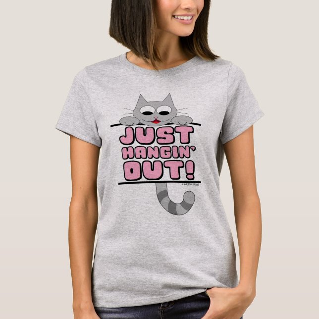 T-shirt HANGIN' SORT ! Cute Chat rose (Devant)
