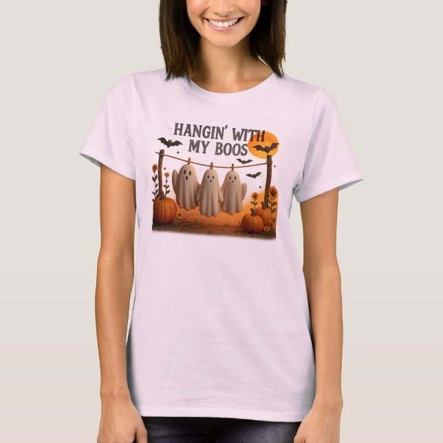 T-shirt Hangin' With My Boos Funny Halloween Ghosts Tee (Devant)