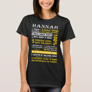 T-shirt HANNAH Highly Excentric 10 Faits Chemise Prénom
