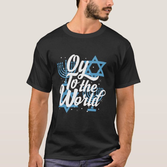 T-shirt Hanoukka Chemises Juifs Menorah Oy Au Monde Han (Devant)