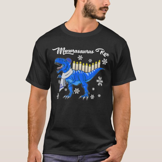 T-shirt Hanoukka Dinosaur Menorasaurus T Rex Dino Chanukah (Devant)