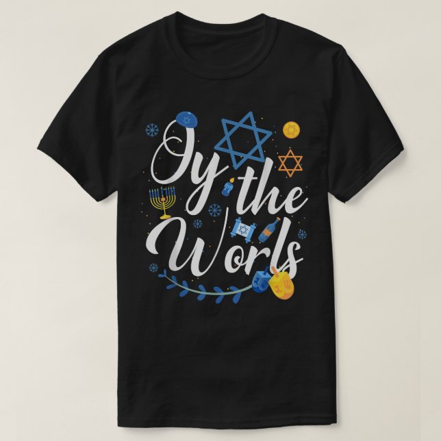T-shirt Hanoukka Juif Menorah Oy Au Monde Hanoukka (Design devant)