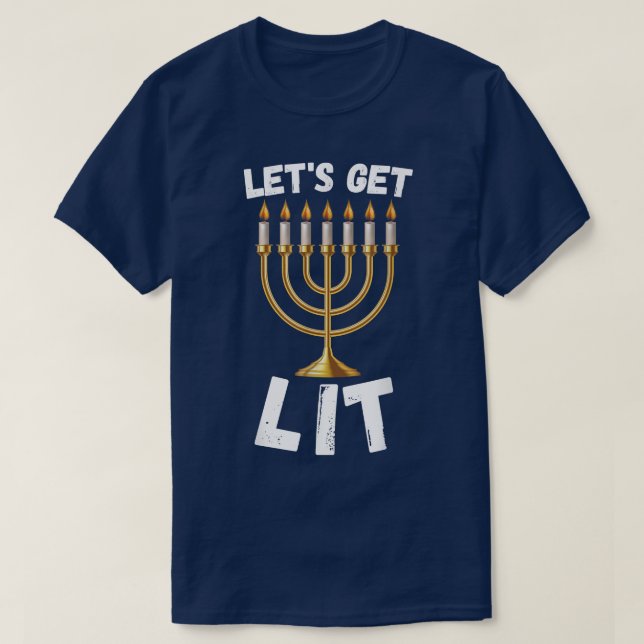 T-shirt Hanoukka Lit Pajamakah Menorah Nine Cand (Design devant)