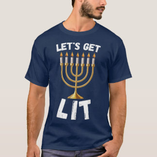 T-shirt Hanoukka Lit Pajamakah Menorah Nine Cand
