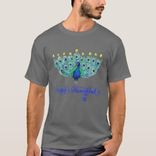T-shirt Hanoukka Peacock Menorah Chanukah juif