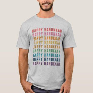 T-shirt Hanoukka Texte moderne Jouer Couleurs arc-en-ciel