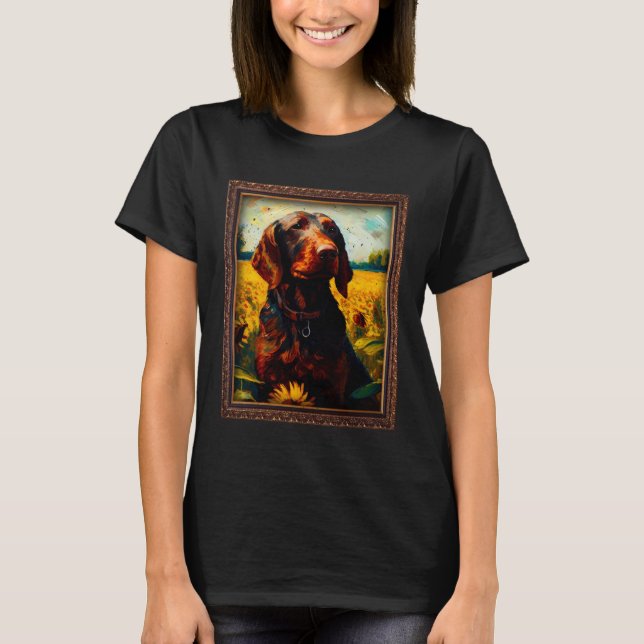 T-shirt Hanoverian Scenthound Painting Sunflower Flower Mo (Devant)