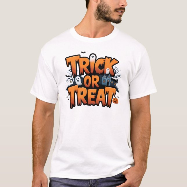 T-shirt Hantée nuit d'Halloween avec fantômes (Devant)