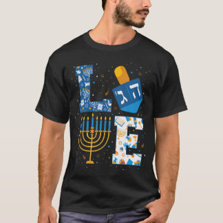 T-shirt Hanukkah Love With Menorah For Jewish Christmas Ho