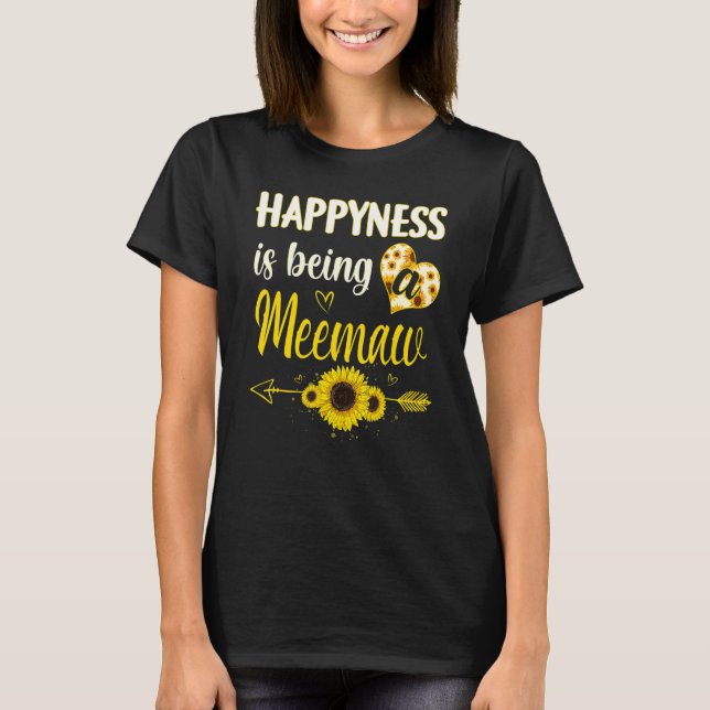T-shirt Happiness Is Being A Meemaw Sunflower Grandma Moth (Devant)