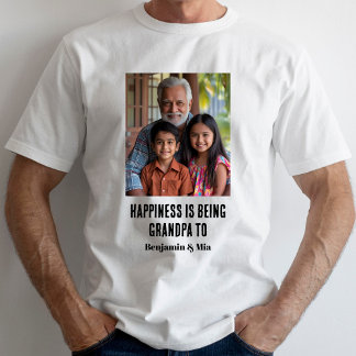 T-shirt Happiness is Being Grandpa to Name Family Photo