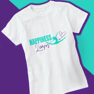 T-shirt Happiness leaps heart leapping girl aqua purple