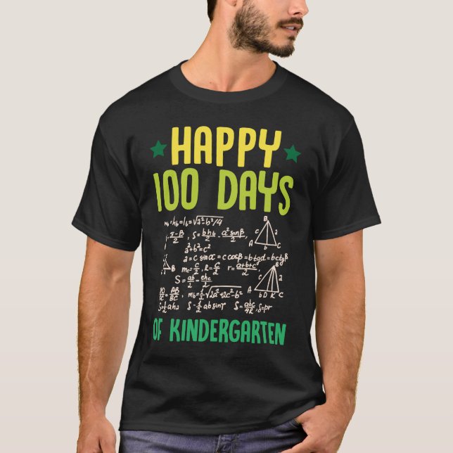 T-shirt Happy 100 Days Of Kindergarten Math Teacher Equati (Devant)