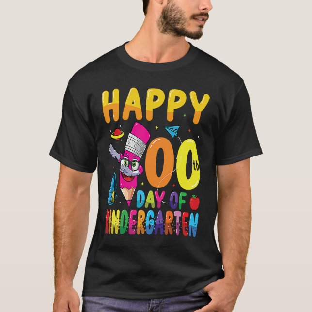 T-shirt Happy 100 Days Of Kindergarten Students 100th Days (Devant)