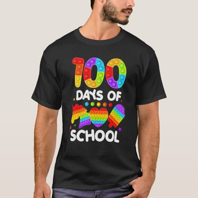 T-shirt Happy 100 Days Of School And Still Poppin 100th Da (Devant)