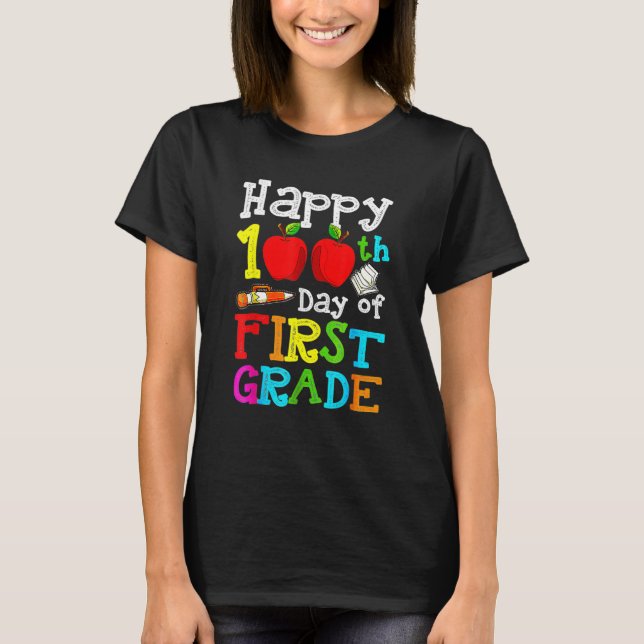 T-shirt Happy 100th Day Of 1st Grade 100 School Days Teach (Devant)