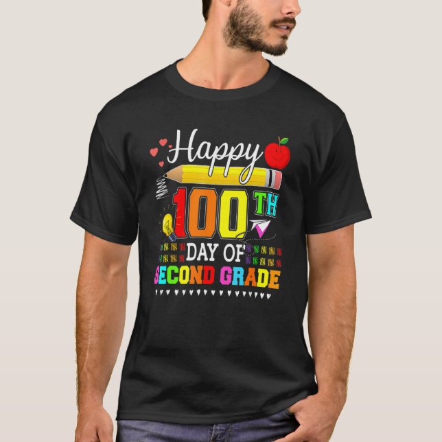 T-shirt Happy 100th Day Of 2nd Grade Second Grade Teacher  (Devant)