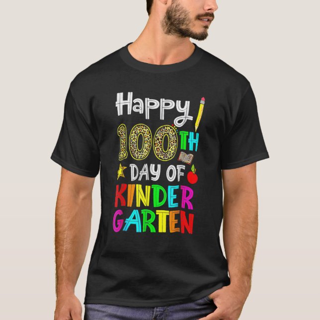 T-shirt Happy 100th Day Of Kindergarten 100 Days Of School (Devant)