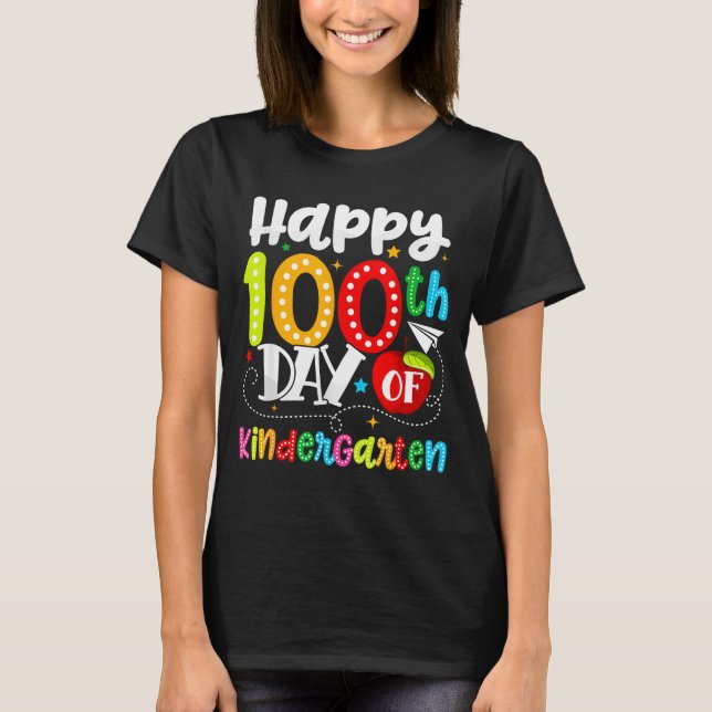 T-shirt Happy 100th Day Of Kindergarten Funny Teachers Stu (Devant)