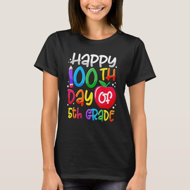 T-shirt Happy 100th Day Of School 100 Days Smarter Cute 5t (Devant)