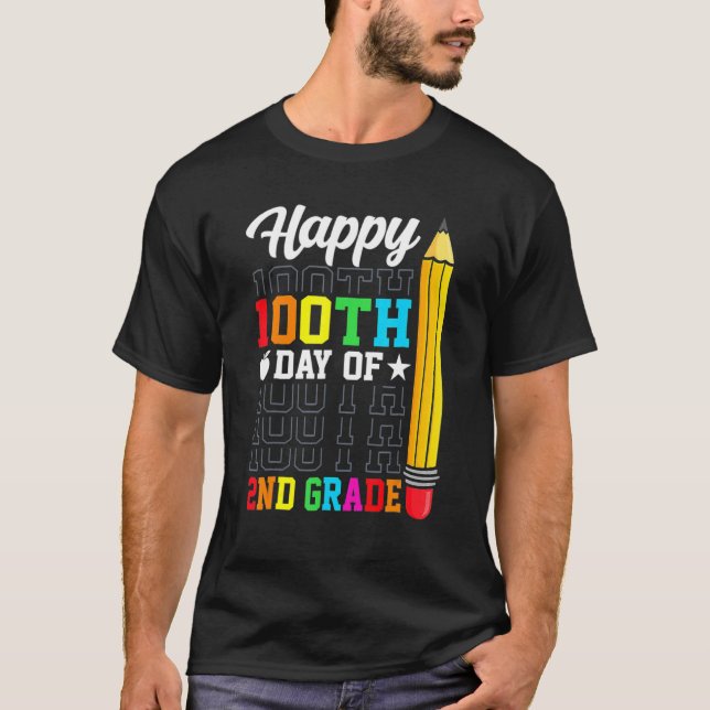 T-shirt Happy 100th Day of School 2nd Grade Teachers Girl  (Devant)