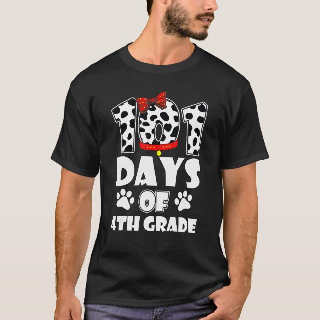 T-shirt Happy 101 Days School 4th Grade Dog 100 Days Smart (Devant)