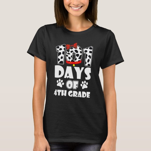 T-shirt Happy 101 Days School 4th Grade Dog 100 Days Smart (Devant)